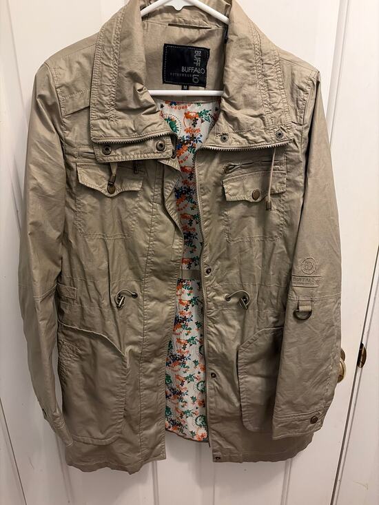 Buffalo David Bitton Jackets & Blazers - Buffalo David Bitton Khaki Utility Cargo Jacket Floral Lining Size Medium